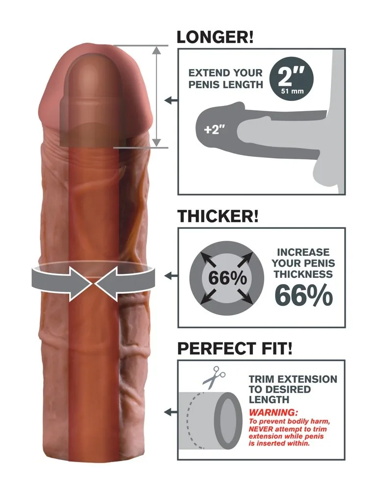 Návlek na penis Mega predĺženie 5,1 cm – Obrázok 3