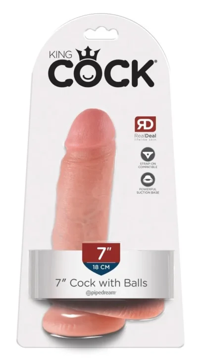 Realistické dildo King Cock so semenníkmi 19,4 cm
