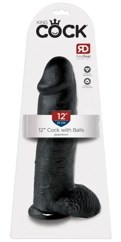King Cock 12" dildo s varlatami – čierne