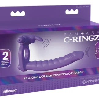 Silikónový vibračný krúžok Double Penetrator Rabbit