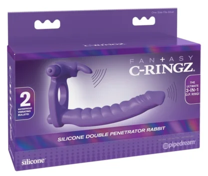 Silikónový vibračný krúžok Double Penetrator Rabbit