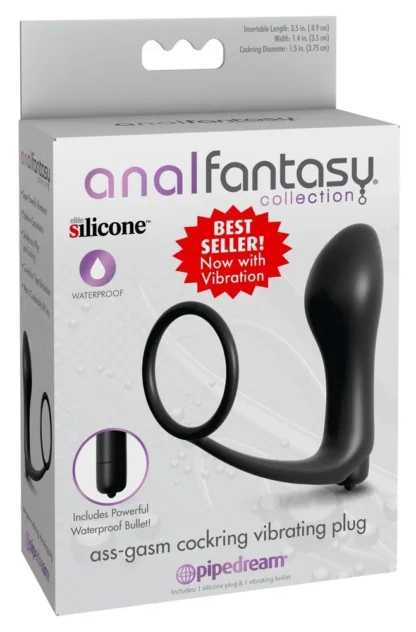 Ass-Gasm vibračný análny kolík s krúžkom na penis