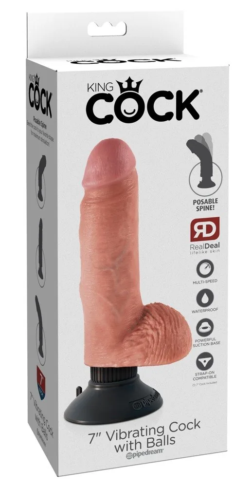 Dildo King Cock 7 Inch vibračné so semenníkmi