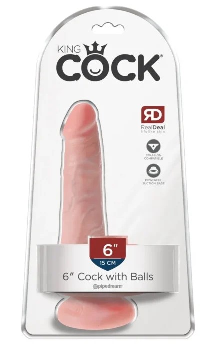 Realistické dildo King Cock 6" so semenníkmi