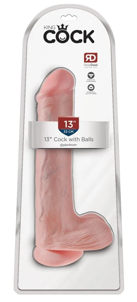 Realistické XXL dildo 13" so semenníkmi