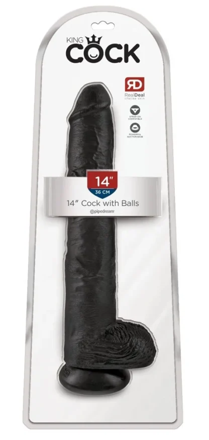Realistické XXL dildo 14" so semenníkmi