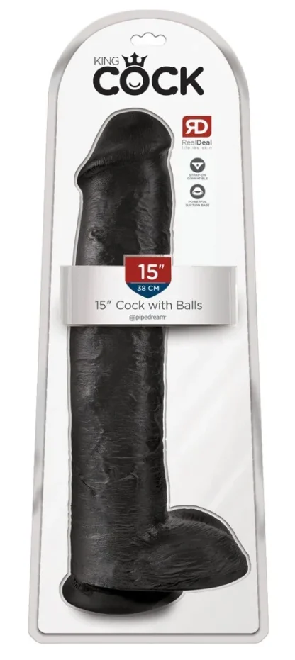 Realistické XXL dildo 15" so semenníkmi