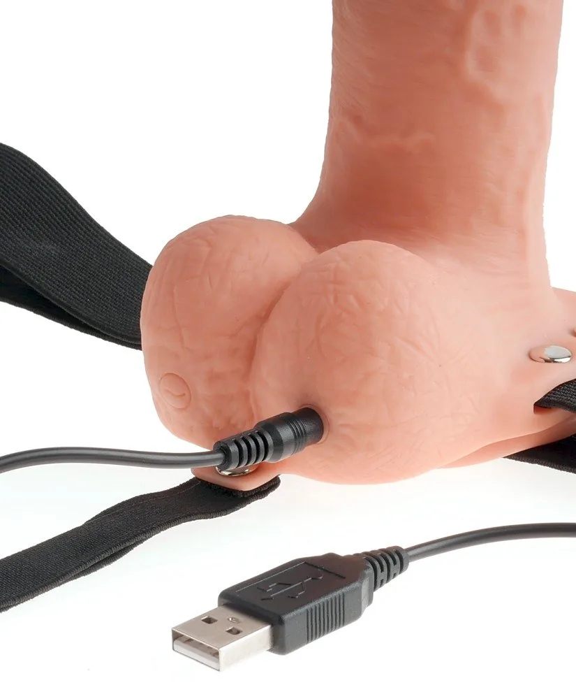 Nabíjací dutý pripínací vibrátor so semenníkmi 7" – Obrázok 7