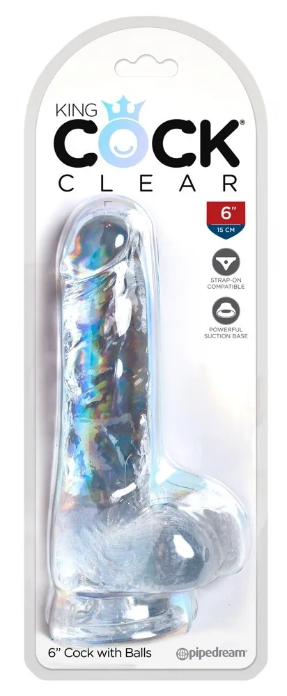 Cock with Balls 6 – priehľadné realistické dildo