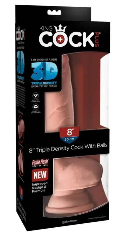 Realistické dildo 8" Triple Density so semenníkmi