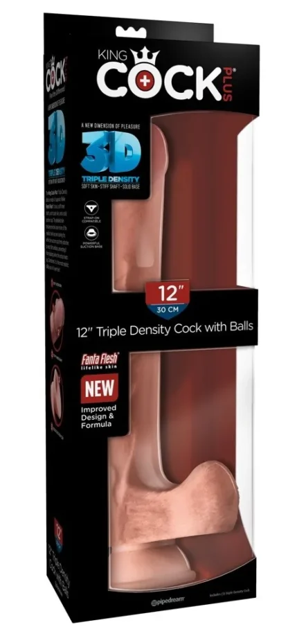 Realistické XXL dildo 12" Triple Density so semenníkmi