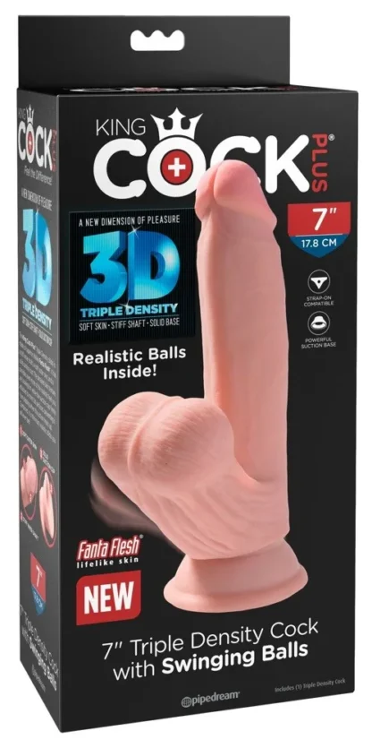 Realistické dildo King Cock Plus s hojdavými semenníkmi