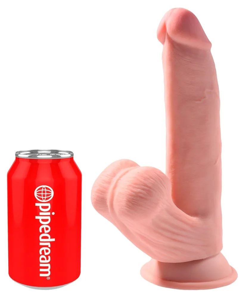 Realistické dildo King Cock Plus s hojdavými semenníkmi – Obrázok 2