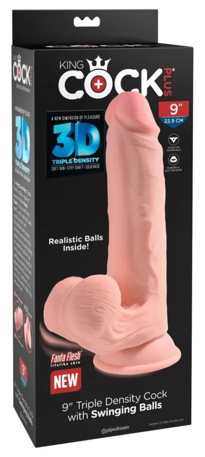 Realistické dildo King Cock Plus s hojdavými semenníkmi