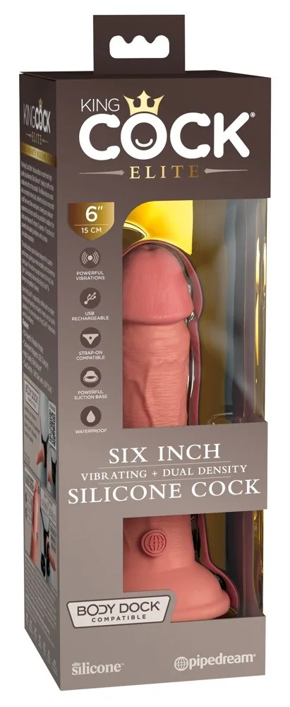 King Cock Elite 6" vibračné dildo z dvojhustotného silikónu