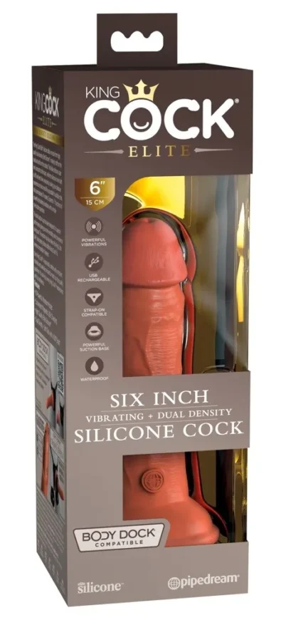King Cock Elite 6" vibračné dildo z dvojhustotného silikónu