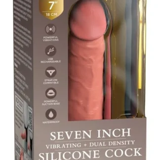 King Cock Elite 7" vibračné dildo z dvojhustotného silikónu s diaľkovým ovládaním