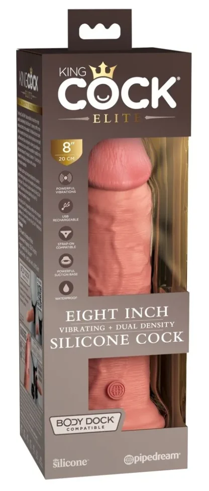 King Cock Elite 8" vibračné dildo z dvojhustotného silikónu