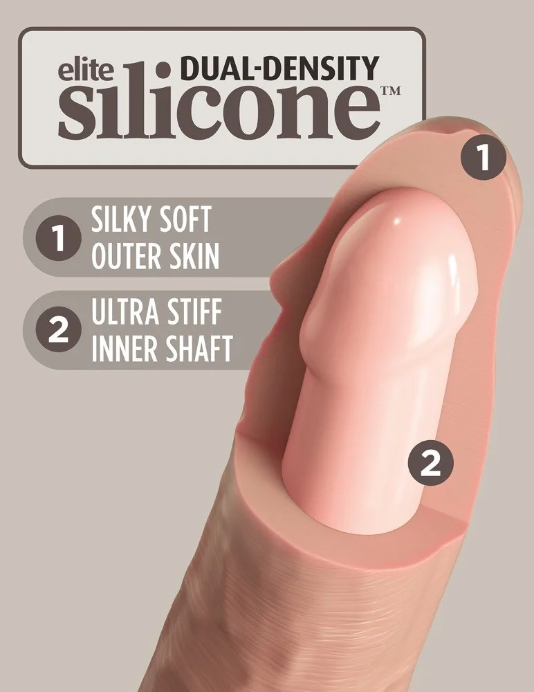 King Cock Elite 9" vibračné dildo z dvojhustotného silikónu s diaľkovým ovládaním – Obrázok 4