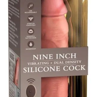 King Cock Elite 9" vibračné dildo z dvojhustotného silikónu s diaľkovým ovládaním