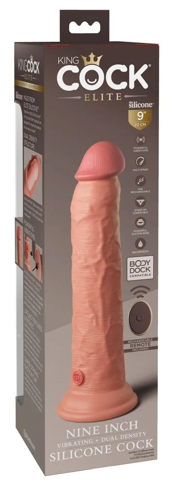 King Cock Elite 9" vibračné dildo z dvojhustotného silikónu s diaľkovým ovládaním – Obrázok 7