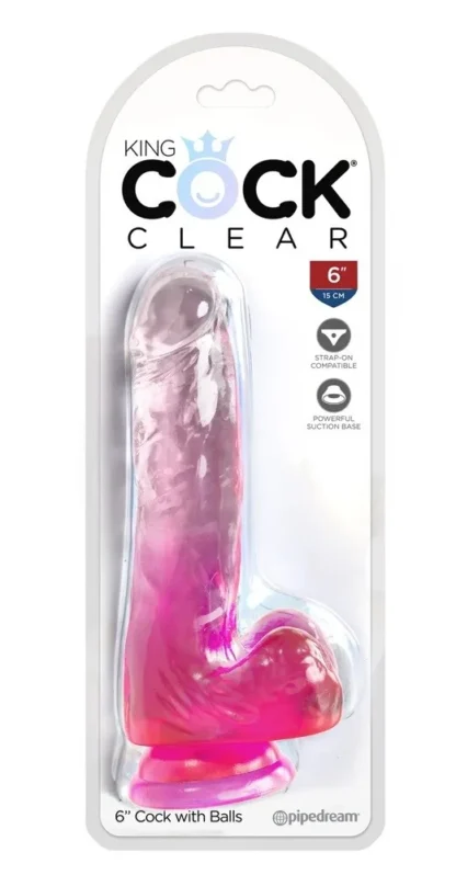 King Cock Clear 6" priehľadné dildo so semenníkmi