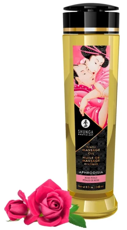Shunga erotický masážny olej Aphrodisia – ruža