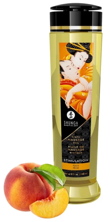 Shunga erotický masážny olej Stimulation – broskyňa