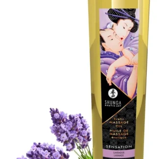 Shunga erotický masážny olej Sensation – levanduľa