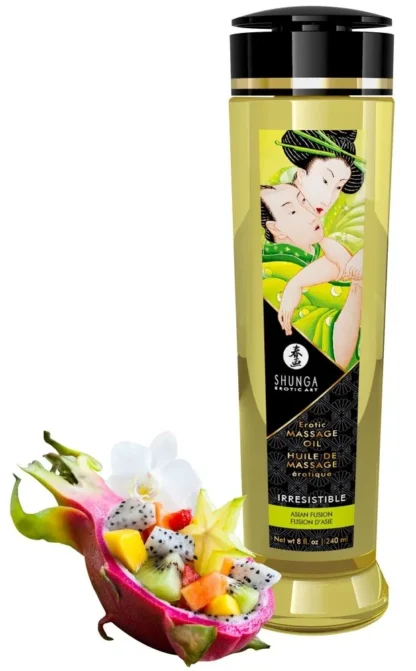 Shunga erotický masážny olej Irresistible – ázijská kvetinovo-ovocná vôňa