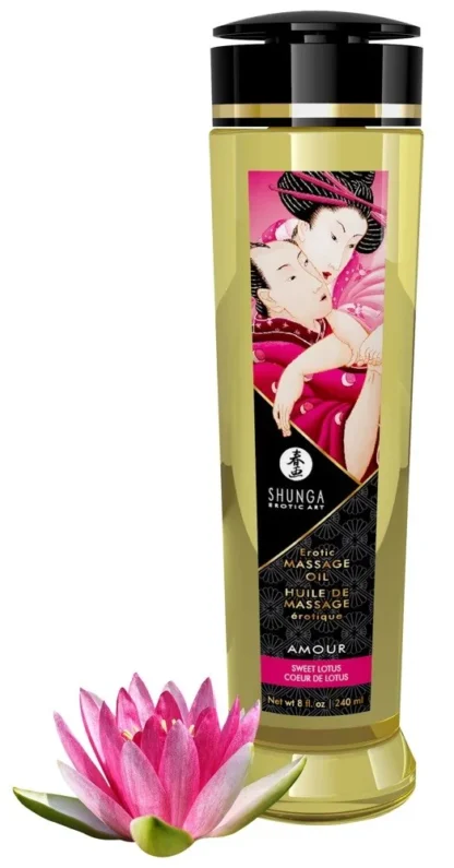 Shunga erotický masážny olej Amour – sladký lotos