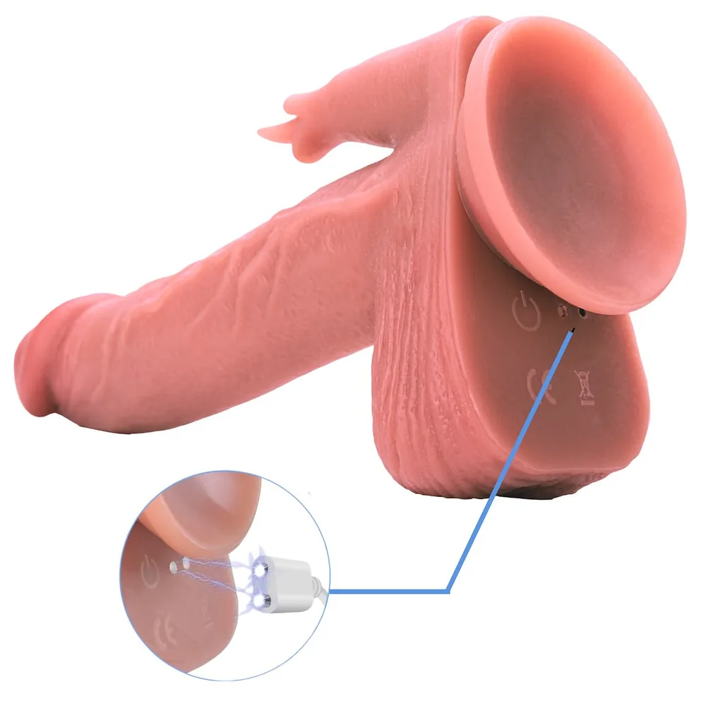 Vyhrievané dildo s prírazovo-rotačným pohybom a stimuláciou klitorisu Erospace Natural Play D7 – Obrázok 15