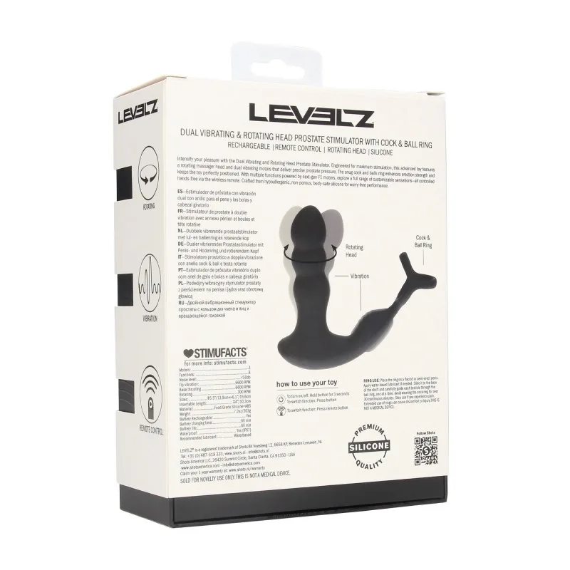 Levelz – stimulátor prostaty s rotačnou hlavou a krúžkom na penis a semenníky – Obrázok 9
