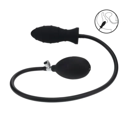 Levelz nafukovací silikónový análny kolík Ribbed, čierny