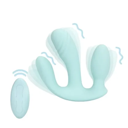 Loveline Three-In-One vibrátor z tekutého silikónu, Breezy Blue
