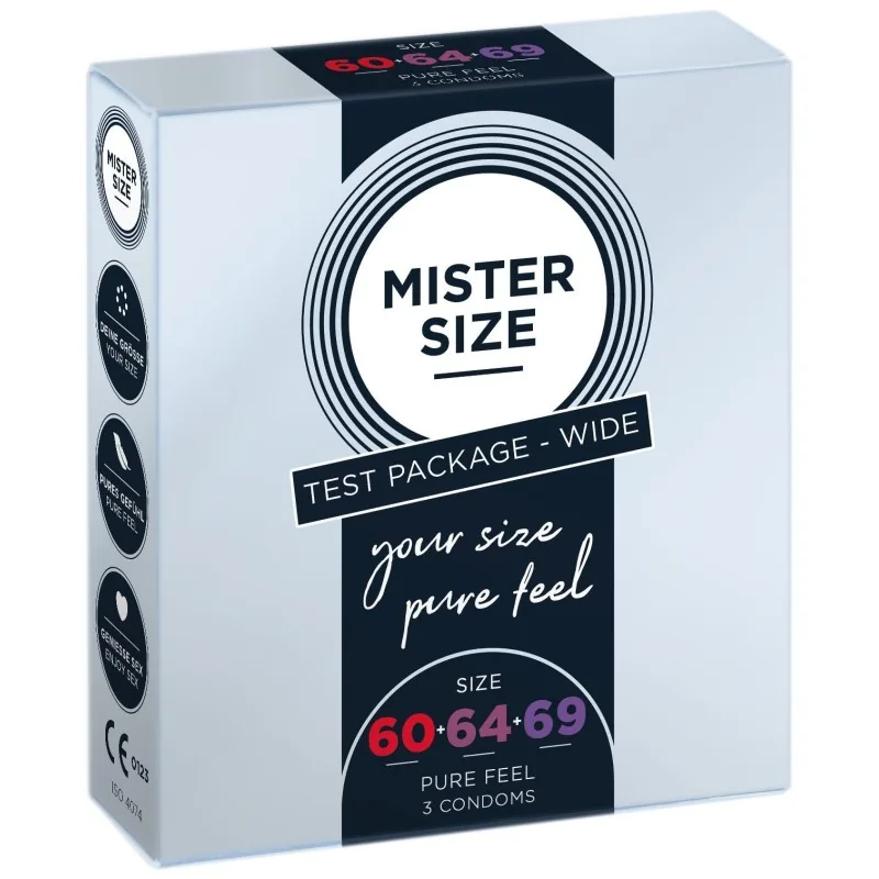 Mister Size kondómy – testovacie balenie 60–64–69