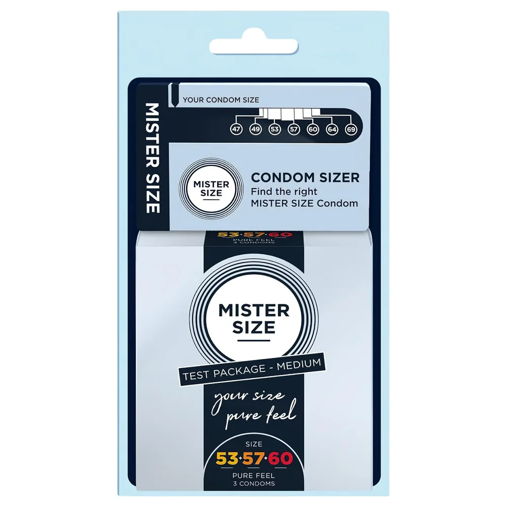 Mister Size - kondómy testovacia sada s meradlom penisu - 3 ks