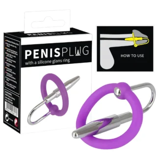 You2Toys - Penisplug - silikónový krúžok na žaluď s kónickým dilatátorom (fialovo-strieborný)