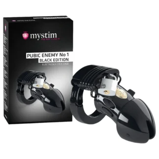mystim Black Edition - elektro klietka na penis - Pubic Enemy No 1 - čierna