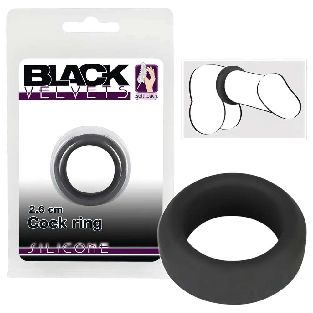 Black Velvets - erekčný krúžok hrubostenný 2,6 cm - čierny