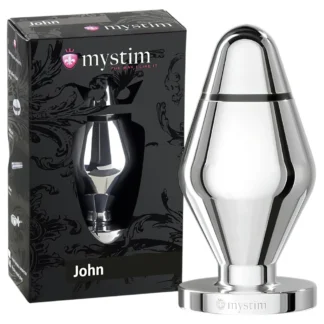 mystim Little John - elektro análny kolík - veľký - strieborný