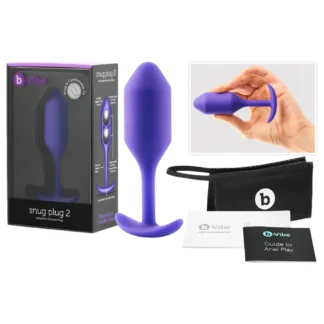 b-Vibe Snug Plug 2 - dvojitá guľôčková análna zátka (114 g, fialová)