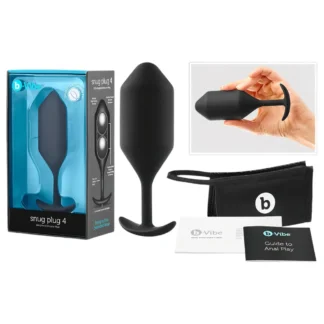 b-Vibe Snug Plug 4 - dvojitý guľôčkový análny kolík (257 g, čierny)