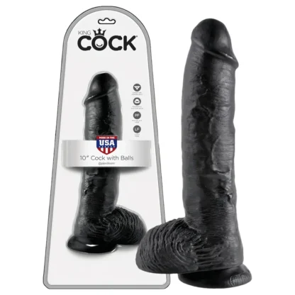 King Cock - realistický dildó s semenníkmi - 25 cm - čierny