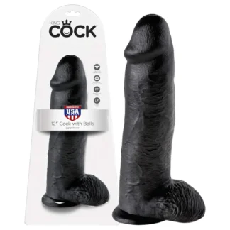 King Cock - realistický dildó s guľami - 30 cm - čierny
