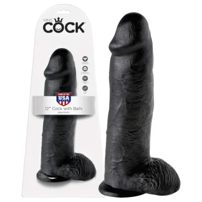 King Cock - realistický dildó s guľami - 30 cm - čierny