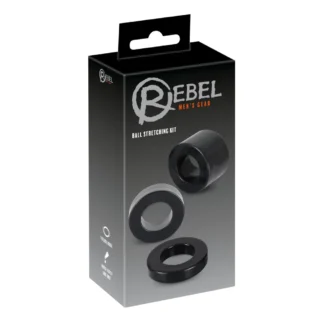 Rebel Ball - erekčný krúžok na penis a semenníky - čierny set