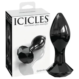 Icicles No. 78 - análny kolík - sklo - čierny