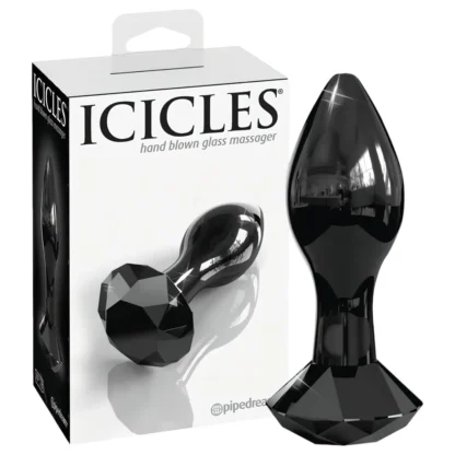 Icicles No. 78 - análny kolík - sklo - čierny