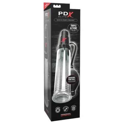 PDX Elite - 2v1 - vákuová pumpa na penis a masturbátor v jednom (priehľadný)